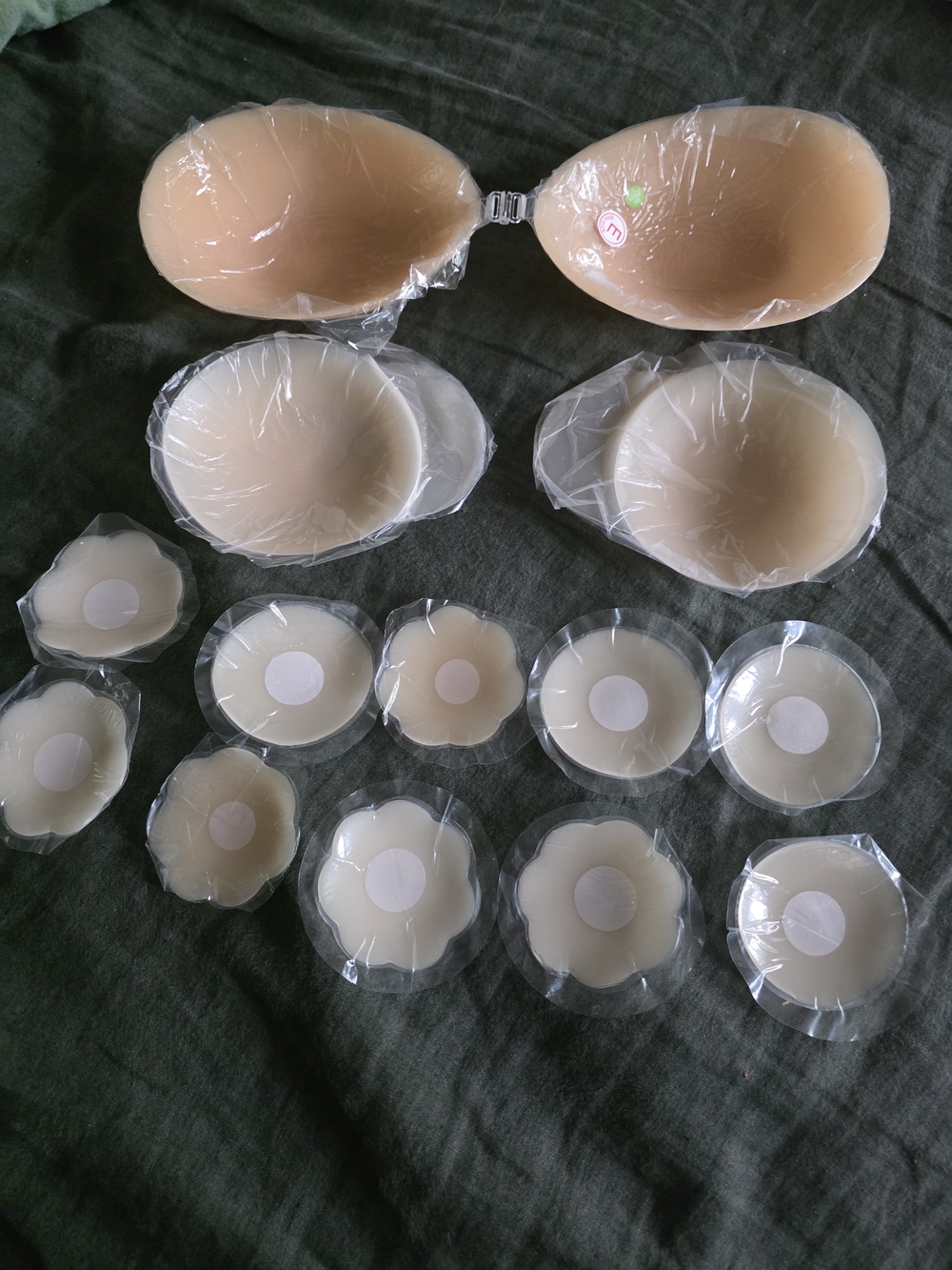 Nude Silicone Adhesive Bra Cups and Pasties Set.